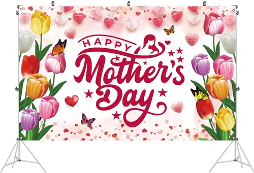 Miniatura 4 de Decoraciones para el Día de la Madre, telón de fondo para decoración de fiesta del día de la madre, 71 x 43 pulgadas