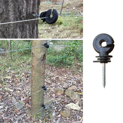 Miniatura 3 de Aislador eléctrico para cerca, aislador atornillado, anillo de valla de madera, aislador de poste con herramienta aislante para zócalo para cría