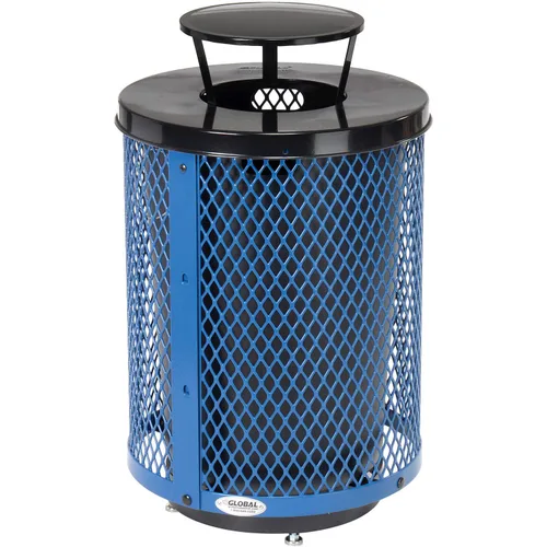 Miniatura 8 de Global Industrial Bote de basura de acero de diamante para exteriores con tapa para capó de lluvia, base elevada y forro de plástico, capacidad