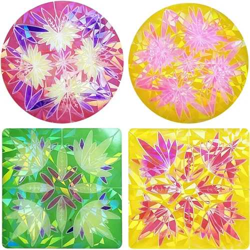 Miniatura 5 de Posavasos de silicona, molde de silicona de resina láser holográfica, molde de silicona de flores, resina epoxi cuadrada y redonda