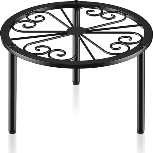 Miniatura 12 de TOSKING Soporte de metal resistente para plantas, patrón redondo de desplazamiento clásico de 9 pulgadas, patas niveladoras antideslizantes