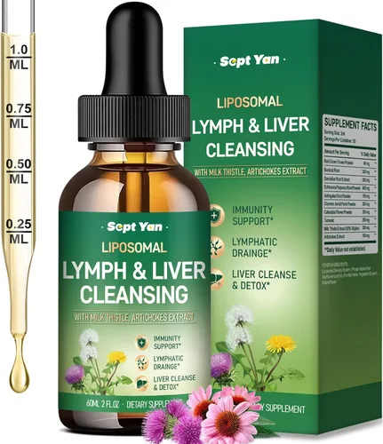 Gotas de drenaje linfático liposomal – Suplementos de drenaje linfático con cardo mariano, raíz de bardana para mujeres y hombres | Apoya la