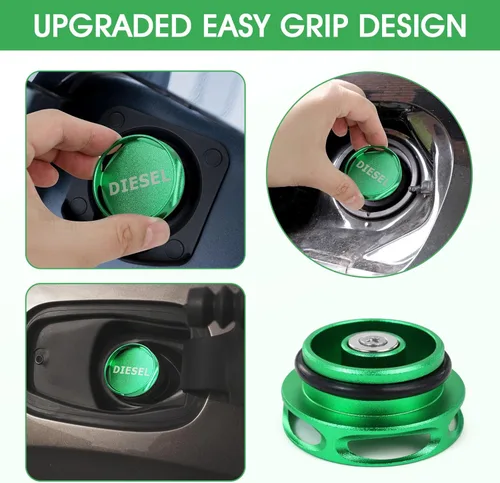 Miniatura 3 de Tapa de combustible diésel de aluminio, tapa magnética de gas de tanque de aluminio más grande actualizada para camiones RAM (2013-2019) 1500 2500