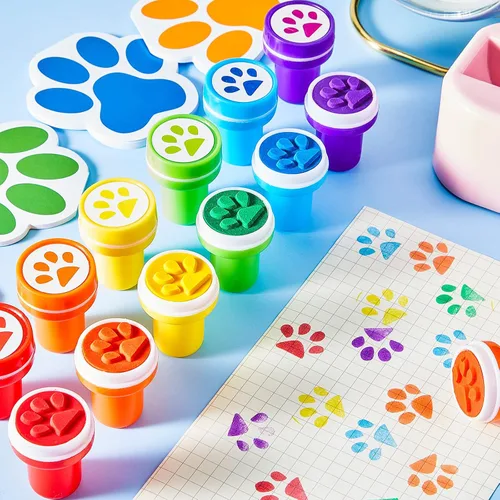 Miniatura 7 de Chinco Sello con estampado de patas de perro, autoentintado, para profesor, mini sello colorido, recuerdos de fiesta, juego surtido para actividades