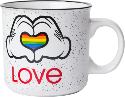 Miniatura 31 de Silver Buffalo - Taza de cerámica de campamento de Los Ositos Cariñositos con purpurina y frase «Positive Vibes» de 20 onzas Care Bears Vibes