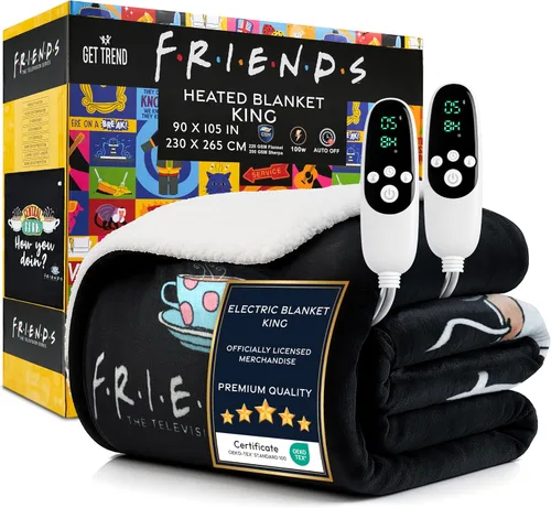 Miniatura 11 de Manta Eléctrica Térmica del Programa de TV Friends, Lujosa Manta de Forro Polar Suave, Calentamiento Rápido con 9 Configuraciones de Calor y Apagado