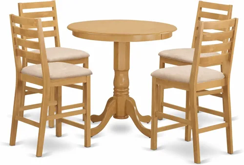 Miniatura 8 de East West Furniture JACF3-OAK-C - Juego de mesa de comedor de 3 piezas de altura de encimera de cocina contiene una mesa redonda de pub con pedestal
