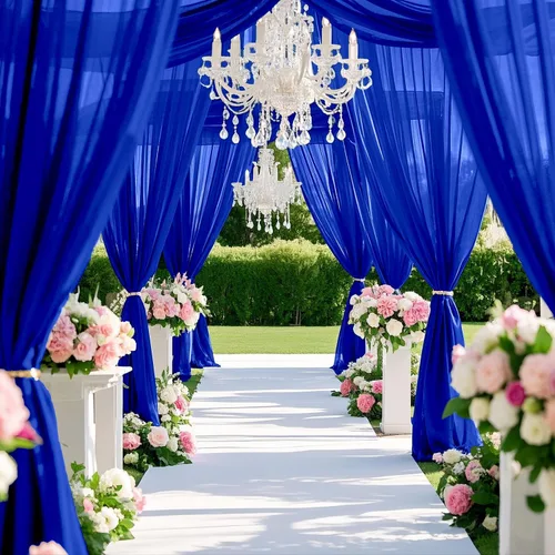 Miniatura 2 de FOTSHARER Cortinas de techo azules para decoración de boda, 5 x 10 pies, 6 paneles de tela de techo, cortinas de arco de boda, cortinas de gasa