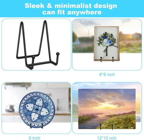 Miniatura 7 de Ouskr 4 Piezas Soportes para Platos de 4-1/4 Pulgadas para Exhibición, Soportes de Metal Hierro para Marcos de Cuadros para Libro Foto Pequeños