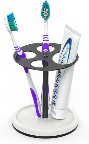 Miniatura 8 de Luxspire Soporte para cepillos de dientes, organizador de cepillos de dientes de acero inoxidable con base de tierra de diatomeas, soporte