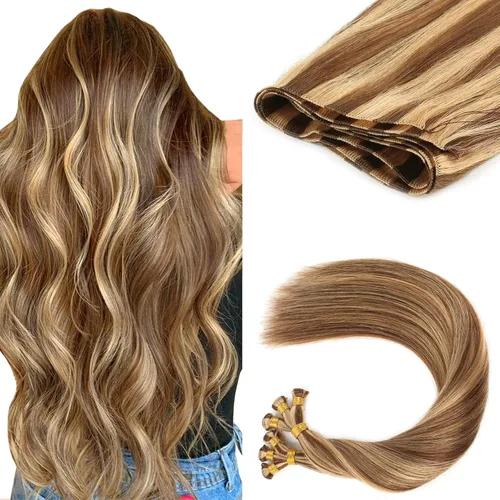 Miniatura 13 de ABH AMAZINGBEAUTY HAIR Extensiones de cabello humano Remy real para coser, atadas a mano, color negro azabache de 18 pulgadas, para mujer, 1.76 onzas
