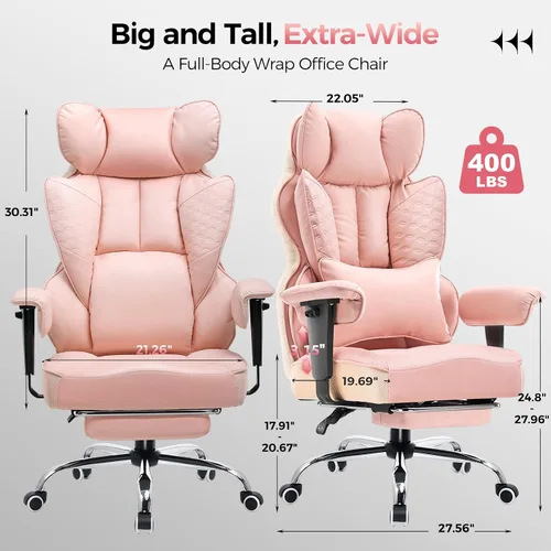 Miniatura 2 de COMHOMA Silla de oficina de escritorio, sillas de oficina grandes y altas, sillas ergonómicas para juegos con asiento ancho, silla de respaldo alto