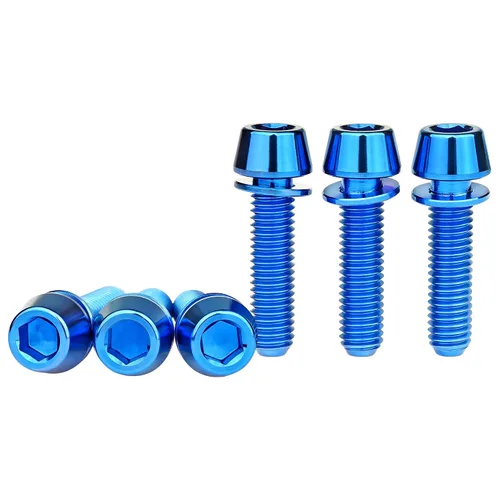 Miniatura 14 de Tornillos hexagonales de titanio M5x20mm con arandela Allen para vástago de bicicleta, paquete de 6 unidades (negro)
