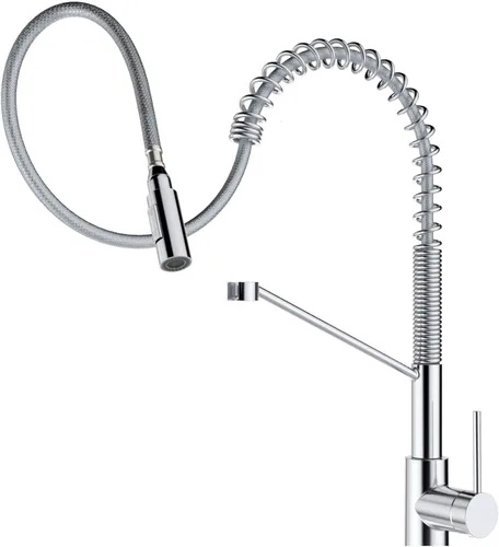 Miniatura 5 de KRAUS Oletto - Grifo de cocina de estilo comercial de una sola manija que se puede halar hacia abajo con ensamble de montaje superior QuickDock