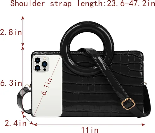 Miniatura 109 de ZLMBAGUS - Bolso de mano para mujer, diseño vintage con solapa y asa, de piel sintética, para llevar al hombro