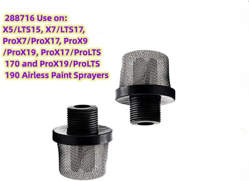 Miniatura 5 de Juego de filtros de repuesto para filtros rociadores de pintura Graco - (2+10 unidades) 288716 rosca de filtro de entrada de 3/4 pulgadas y 288749