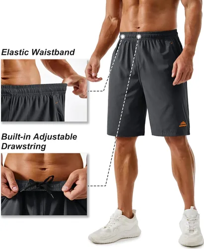 Miniatura 114 de TACVASEN Pantalones cortos deportivos para correr para hombre, 9 pulgadas, de secado rápido, pantalones cortos ligeros de verano, 3 bolsillos