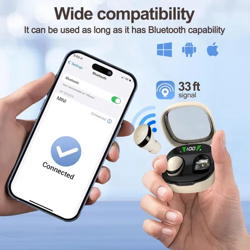 Miniatura 8 de Sleep Earbuds Wireless Bluetooth, Invisible Mini Hidden Headphones for Side Sleepers, Small Earbuds for Sleep Work Exercise (Nude)