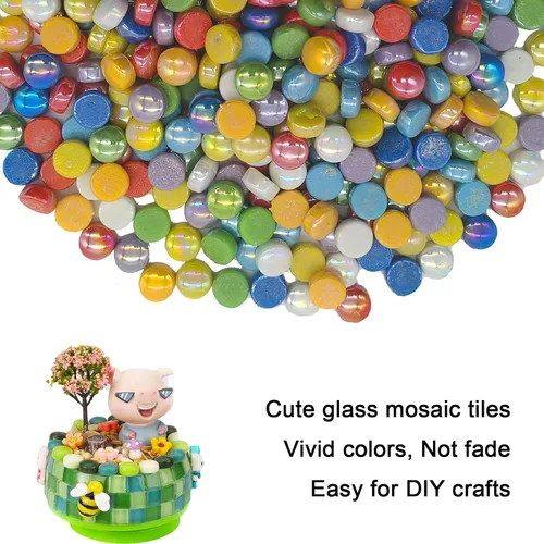 Miniatura 6 de Mosaico redondo para manualidades, 0.472 in, piezas de mosaico de vidrio de colores surtidos para suministros de arte, kit de fabricación de mosaico