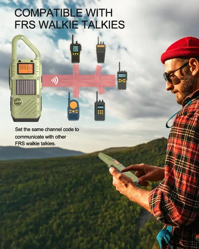 Miniatura 4 de Walkie Talkies de emergencia para adultos con NOAA, FM, SOS, escaneo y linterna 10 millas, manivela solar/carga USB, campamento VOX, caza