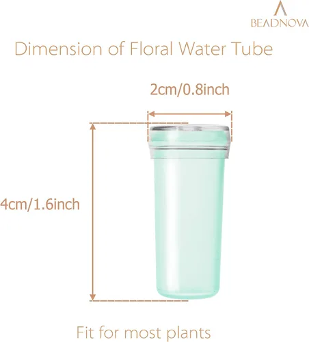 Miniatura 2 de BEADNOVA Tubos de agua florales de plástico de 1.6 pulgadas para viales de flores con tapas para decoración de arreglos florales (verde, 20 unidades)