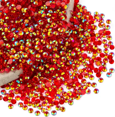 Miniatura 69 de Diamantes de imitación AB verdes a granel, 5000 piezas de diamantes de imitación de fondo plano redondos de gelatina AB sin fijación térmica, gemas