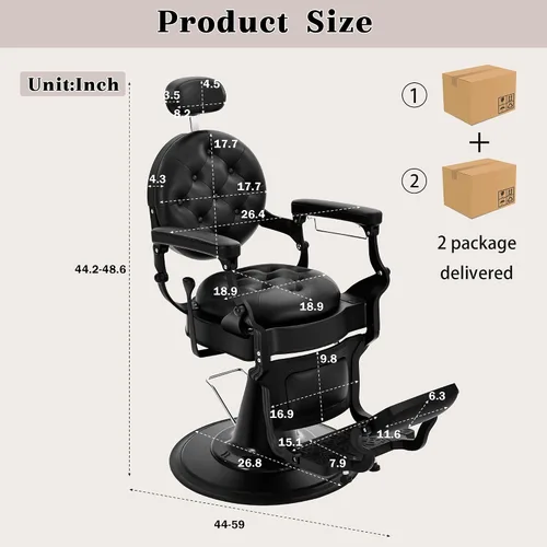 Miniatura 3 de Sillas de peluquería negras para peluquería, silla reclinable hidráulica de alta resistencia para estilista, champú multiusos para belleza, spa