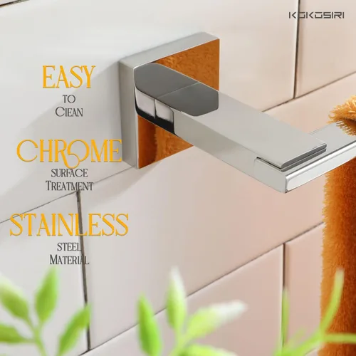 Miniatura 3 de KOKOSIRI Barra para toallas de mano cromada, herrajes de baño, soporte de anillo para toallas montado en la pared para cocina, inodoro, gabinete