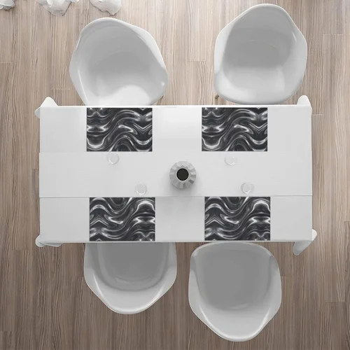 Miniatura 7 de Rectangular Placemats Set of 4, Heat Resistant Liquid Metal Printed Kitchen Dining Table Mats
