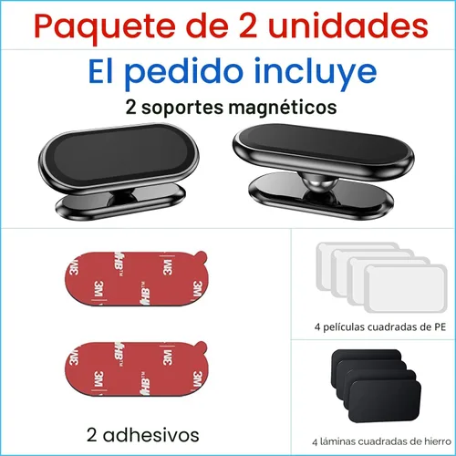 Miniatura 7 de 【Paquete de 2】 Soporte magnético para teléfono para automóvil, [Imán súper fuerte] [con 4 placas de metal] Soporte de teléfono celular