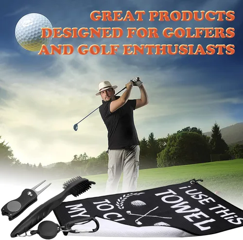 Miniatura 7 de Divertida toalla de golf con clip, incluye cepillo de club y herramienta Divot, regalo de golf para hombres, papá, esposo, uso esta toalla
