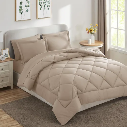 Miniatura 227 de CozyLux Juego de edredón tamaño King, color naranja quemado, toda la ropa de cama en una sola bolsa, 7 piezas: edredón, fundas de almohada