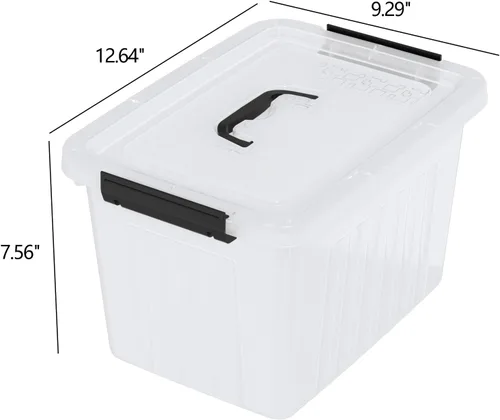 Miniatura 2 de Contenedores de almacenamiento de plástico de 12 cuartos de galón con tapas, caja de almacenamiento de plástico, 6 paquetes