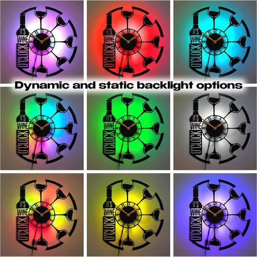Miniatura 5 de Reloj de pared con luz LED, arte de pared de fases de la luna, decoración de fases lunares, regalo de ciclo lunar, disco de vinilo negro