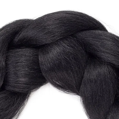 Miniatura 6 de #1B - Cabello trenzado de ganchillo, 5 unids/lote, extensiones de cabello trenzado jumbo de 24 pulgadas, cabello sintético para trenzar fibra