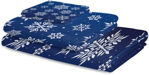 Miniatura 2 de PIEPLE Juego de 3 toallas de baño, toalla de baño de copo de nieve de Navidad súper suave y absorbente, toalla de mano, toalla de playa de lujo