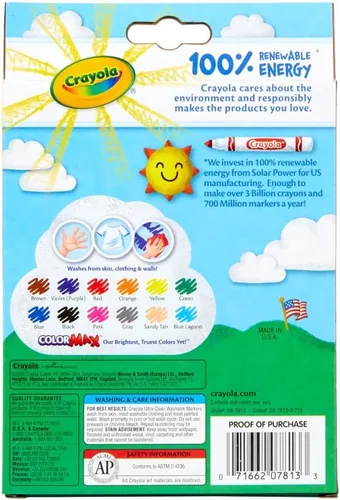 Miniatura 3 de Crayola Marcadores de Línea Fina Ultra Limpios (12 unidades), Marcadores Lavables para Niños, Artes y Manualidades, Marcadores para Libros