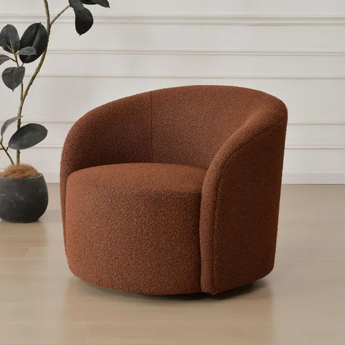 Miniatura 26 de KINWELL Silla giratoria Boucle de 34 pulgadas con juego otomano redondo de 18 pulgadas, juego totalmente ensamblado de silla y reposapiés de sherpa