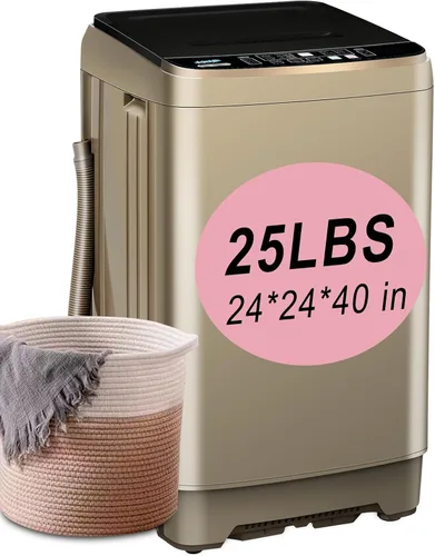 Miniatura 12 de Lavadora completamente automática de 17.7 libras, pequeña, compacta, portátil, programa de 10 lavados y 8 niveles de agua, lavadora compacta