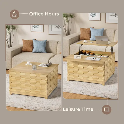 Miniatura 3 de BROTTAR Mesa de Centro con Tapa Elevable, Mesa de Centro Cuadrada de 31.5'' con Almacenamiento, Mesas de Centro Estilo Granja con Almacenamiento