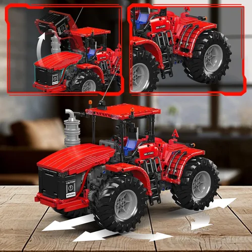 Miniatura 3 de Mould King 17082 Kit de construcción de tractor técnico, más de 1300 piezas, juego de modelos de vehículos de construcción motorizados, bloques