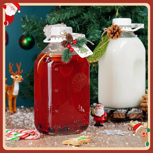 Miniatura 7 de Ritayedet Paquete de 3 Botellas de Leche de Vidrio Resistente de 64 Oz con 2 Boquillas de Silicona, 4 Asas y 4 TAPAS DE ROSCA Herméticas