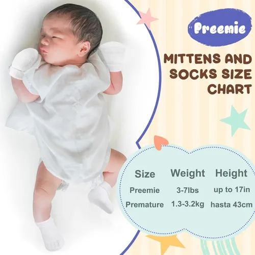 Miniatura 2 de Jeyiour 30 pares de guantes y calcetines prematuros para bebés prematuros, guantes y mitones para bebés prematuros, calcetines y manoplas para bebés