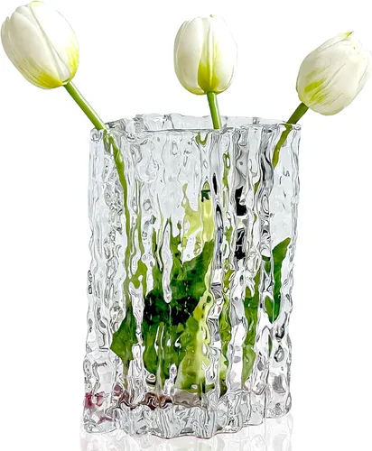 Miniatura 9 de Aoderun Jarrón de cristal de cristal resistente para mesa de comedor, cocina, oficina, hogar, estante, boda, sala de estar, centros de mesa (ámbar)