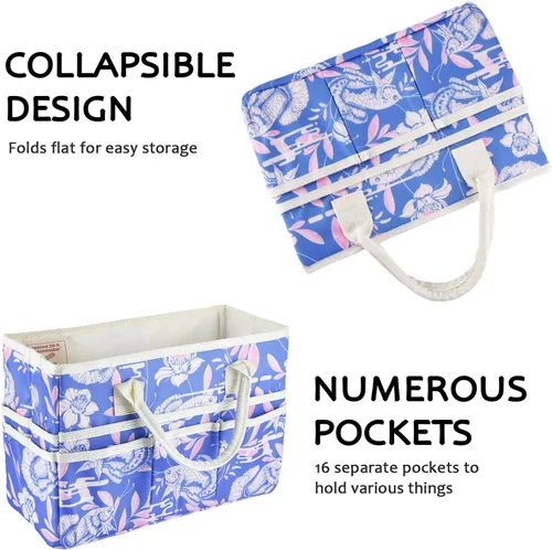 Miniatura 4 de Bolsa de mano organizadora de manualidades con múltiples bolsillos, gran caddy de almacenamiento de arte con asas para arte, manualidades, costura