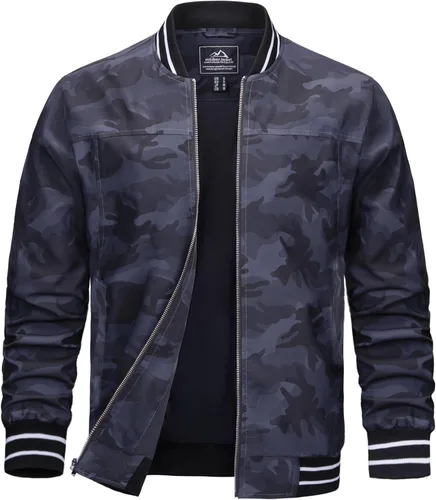 Miniatura 19 de MAGCOMSEN Chaqueta bomber para hombre, ligera, cortavientos, con cremallera, resistente al viento, casual, primavera, otoño, abrigo para golf