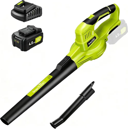 Miniatura 10 de SnapFresh Soplador de hojas inalámbrico - Soplador eléctrico de hojas de 20 V con batería de 2.0 Ah y cargador - Soplador de hojas ligero de 2