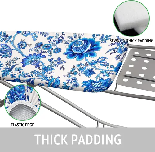Miniatura 5 de Funda y almohadilla para tabla de planchar de 15 x 54 pulgadas, funda estándar para tabla de planchar con borde elástico y cierres de velcro, fundas