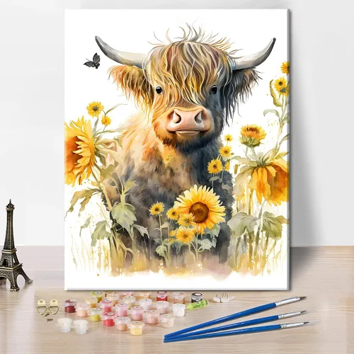 Miniatura 10 de TUMOVO Pintura de ciervos por números, pintura de flores por números para adultos, animales salvajes, pintura por números, niños sobre lienzo