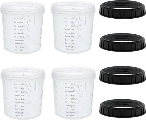 Master Paint System MPS, juego de 4 vasos duros de tamaño estándar de 20 onzas (20.3 fl oz) y anillos de retención – 4 vasos duros y 4 anillos para